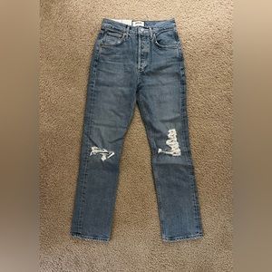 NWT AGOLDE Riley Crop High Rose Straight Jeans Size 26 Whiplash (Light)